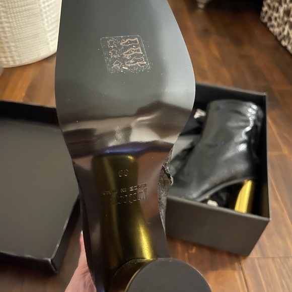 Just Cavalli Black Snake Effect Leather W/ Gold Heel, Square Toe NW in Box 39 - Picture 5 of 6